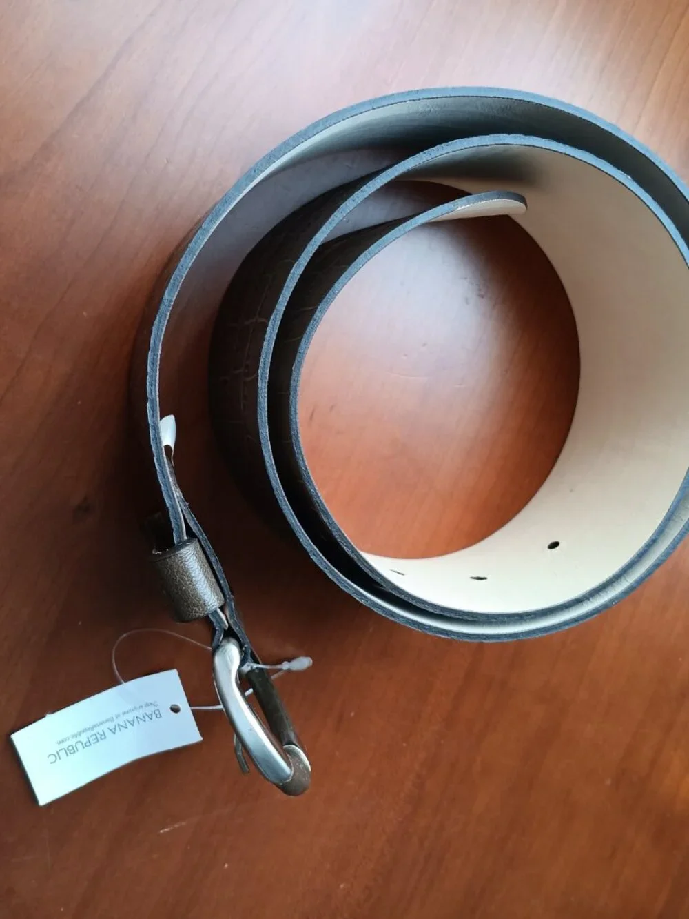 NWT Banana Republic Taupe Brown Croc Embossed Leather Made in Italy Belt Size M